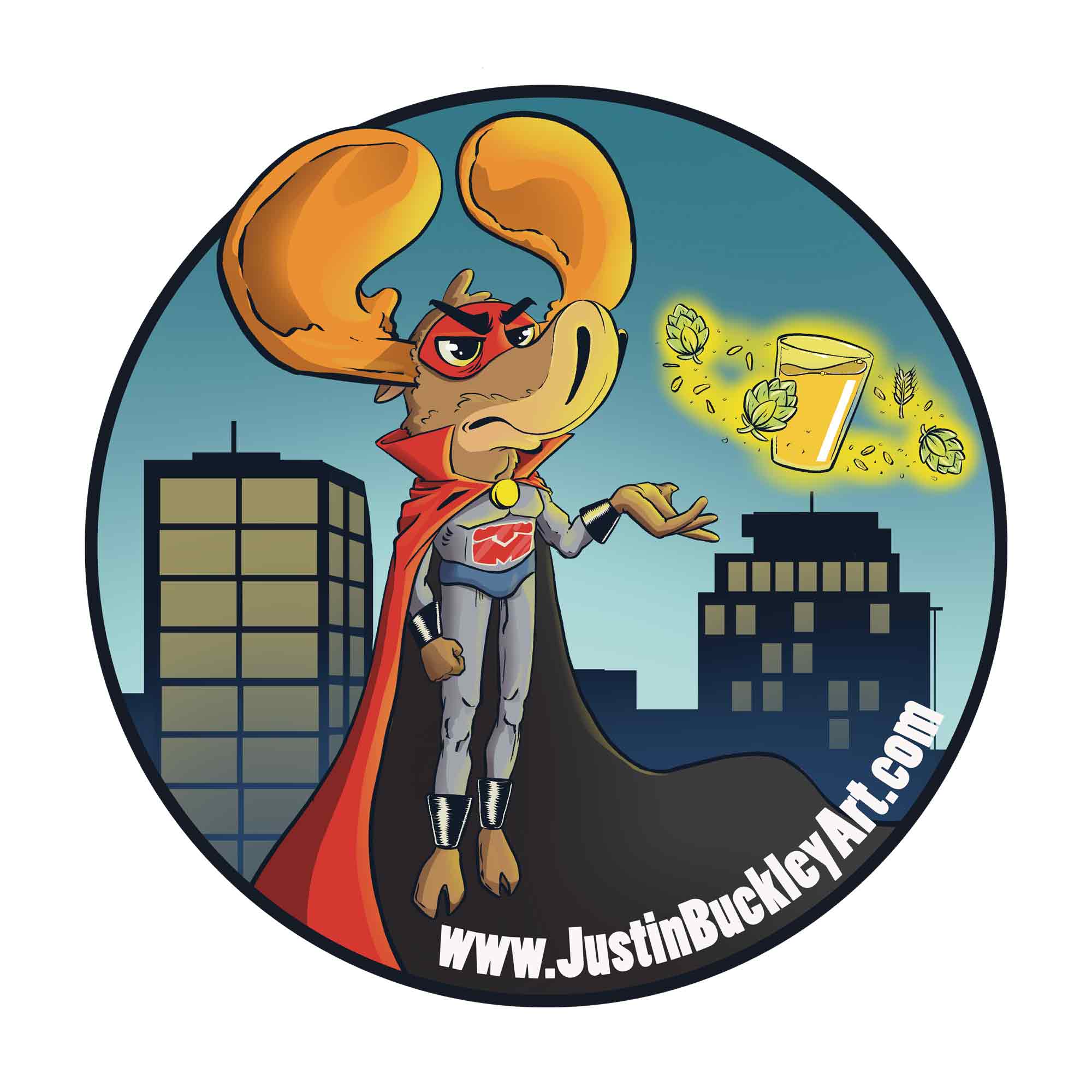 Thirsty Moose mascot sticker design