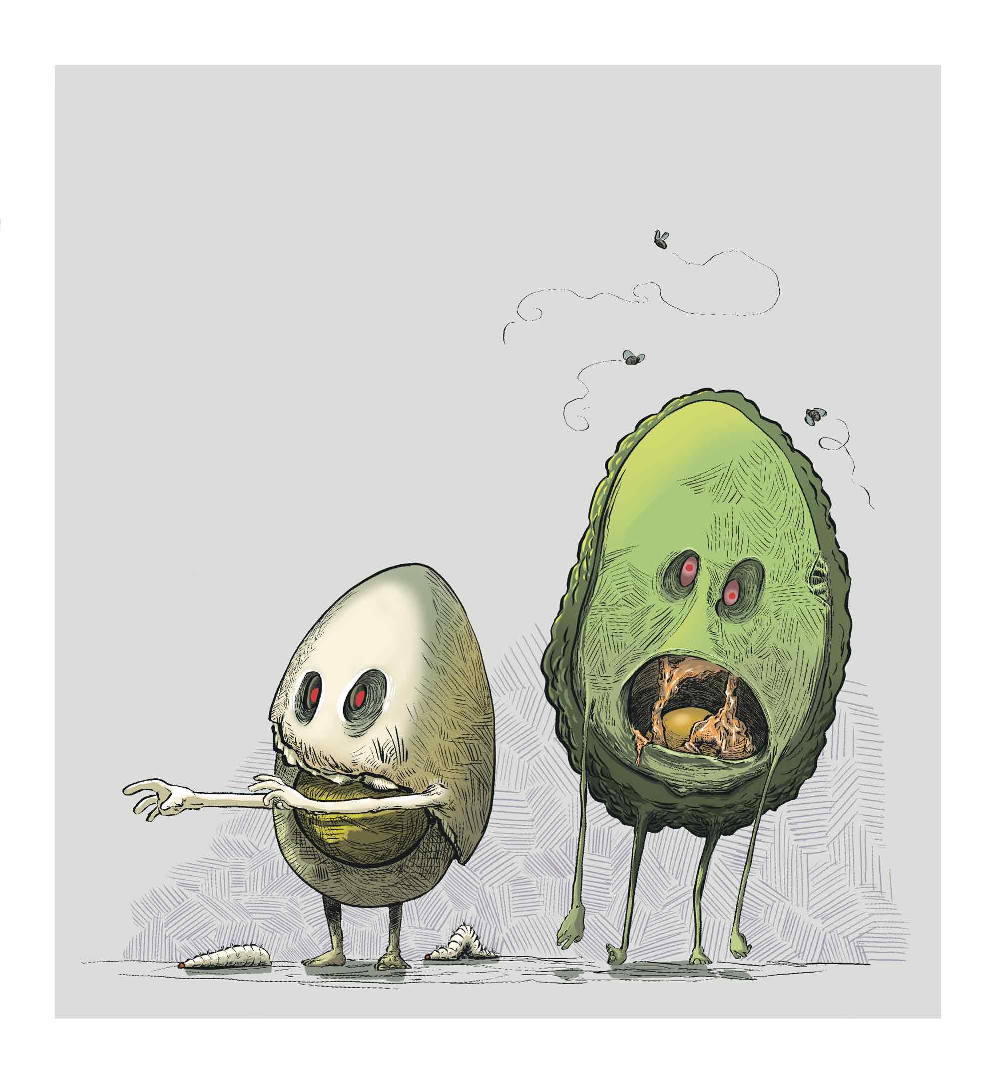 Zombie Foods: Avocado and Egg original character designs
